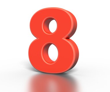 Üç dimentional kırmızı sayı koleksiyonu - sekiz