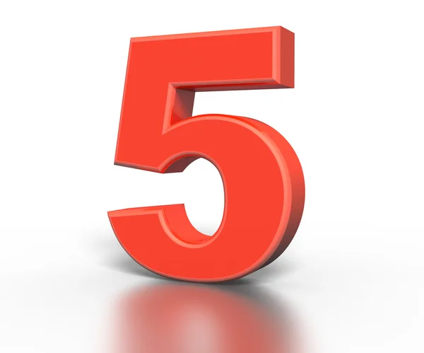 Three dimentional red number collection - five — Stock Photo, Image