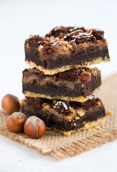 Chocolade brownie taart Stockafbeelding