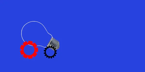 illustration light bulb with gears isolate on blue , concept idea business