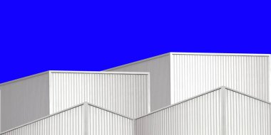 Mimari tasarım kare şekilli kıvrımlı duvar geometrik binaları. Fabrika deposu, güzellikle ilgili bir nokta yaratmak için dokularla kaplanmış.