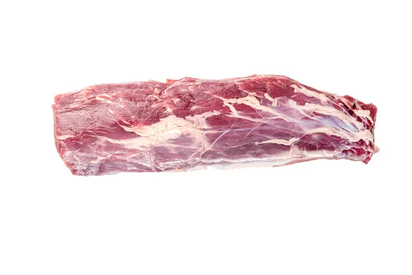 Marhapehely Egy Nagy Darab Húst Izoláltak Fehér Alapon Felülnézet — Stock Fotó
