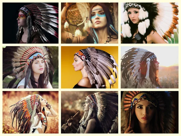 Indian native kolaż — Zdjęcie stockowe