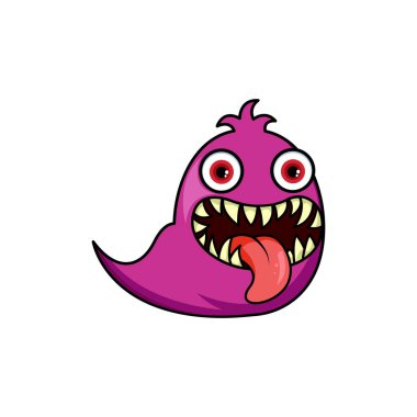 Sevimli canavar logosu. Canavar logosu karakter şablonu vektörü. Karakter logo şablonu.