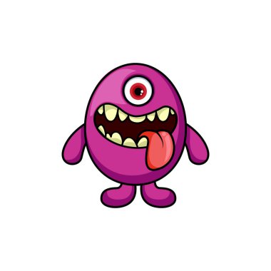 Sevimli canavar logosu. Canavar logosu karakter şablonu vektörü. Karakter logo şablonu.