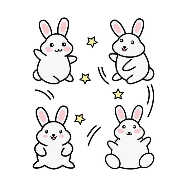 Vector Picture Character Design Collect Cute Rabbit Draw Doodle Cartoon — 스톡 벡터