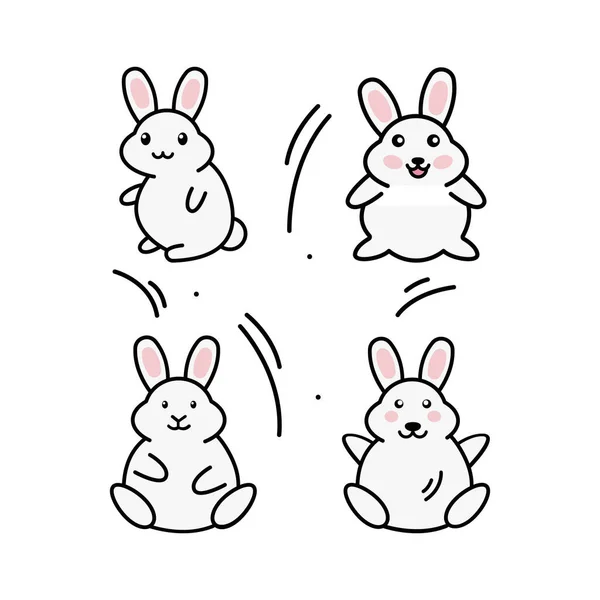 Vector Picture Character Design Collect Cute Rabbit Draw Doodle Cartoon — 스톡 벡터