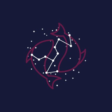 Balık burcu logosu. vektör illüstrasyonu.