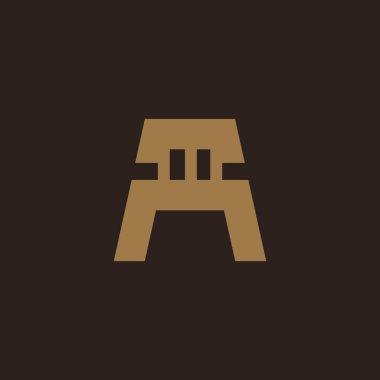 Sandalyeler modern hat tarzı mobilya logosuna dayanıyor. İç dizayn logoti sembolü. Vektör işareti