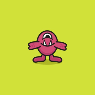 Canavar Sevimli Çizgi Film Maskot Resimli Vektör Logosu.