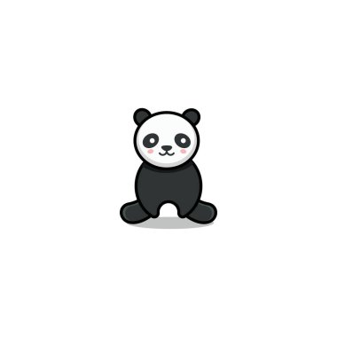 Değişik ifadeleri olan sevimli panda karakter tasarımları. Panda logosu. vektör illüstrasyonu.