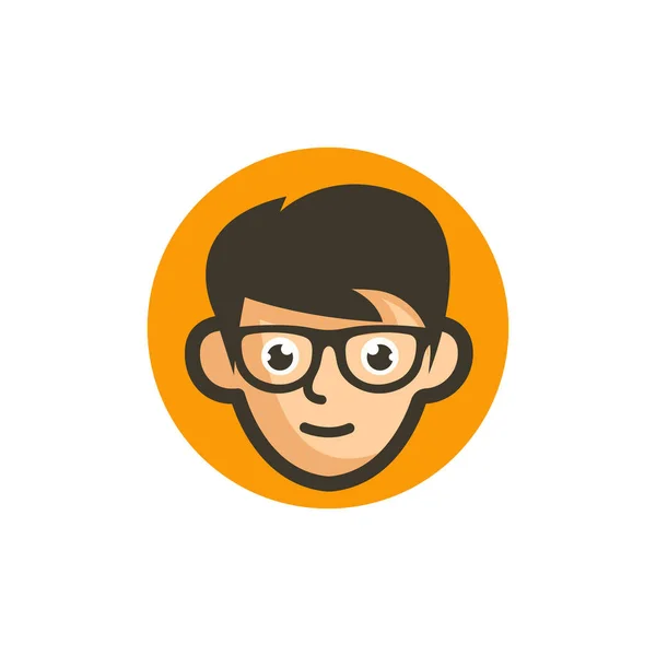 Geek Head Logo Diseño Ilustración — Vector de stock