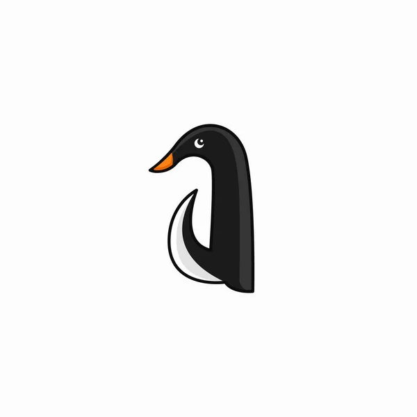 手紙ペンギンのベクトルデザインの黒のロゴイラスト — ストックベクタ