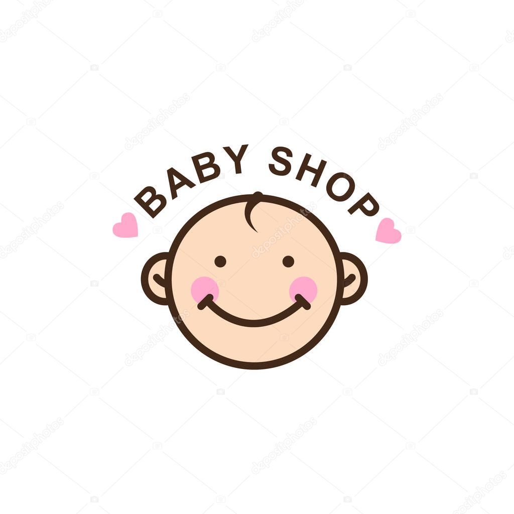 Baby shop logo. Cute design isolated on white background.