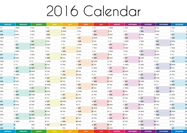 Calendário 2016 - VERSÃO INGLÊS — Fotografia de Stock