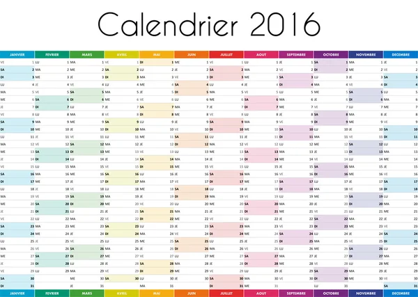 Calendrier 2016 - verze Francaise Royalty Free Stock Obrázky