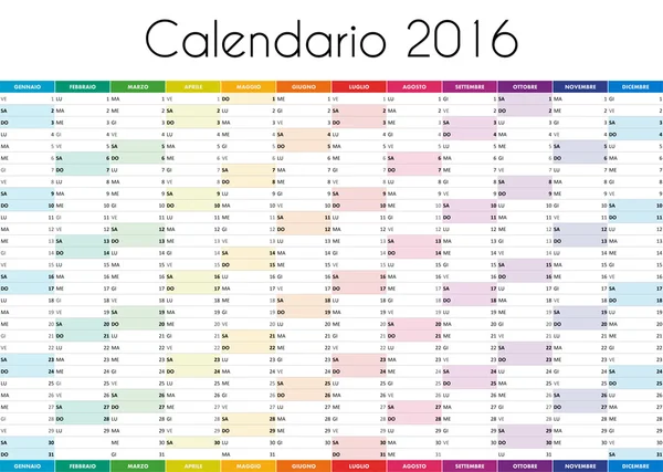 Calendario 2016 - Italiaanse versie Stockafbeelding