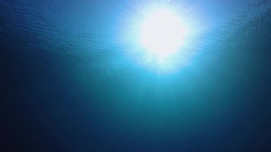 Mavi Su arka planı Güneş Işığı. Tropik mavi su. Deniz dalgaları. Mavi su arka planı. Yüzey deniz suyu. Mavi turkuaz deniz dalgaları.