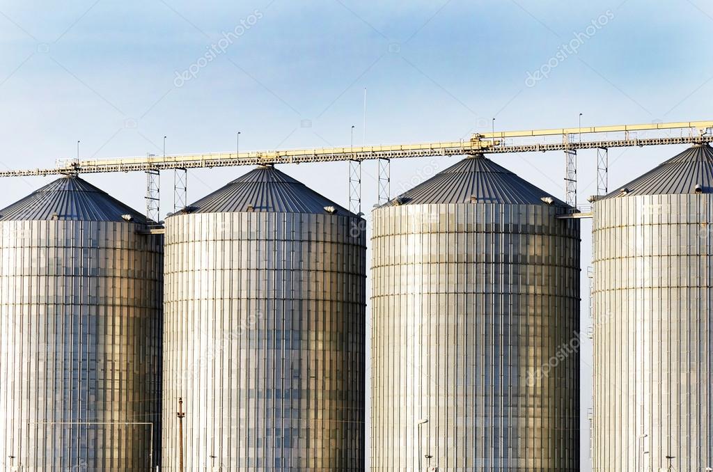 Industrial silo towers.