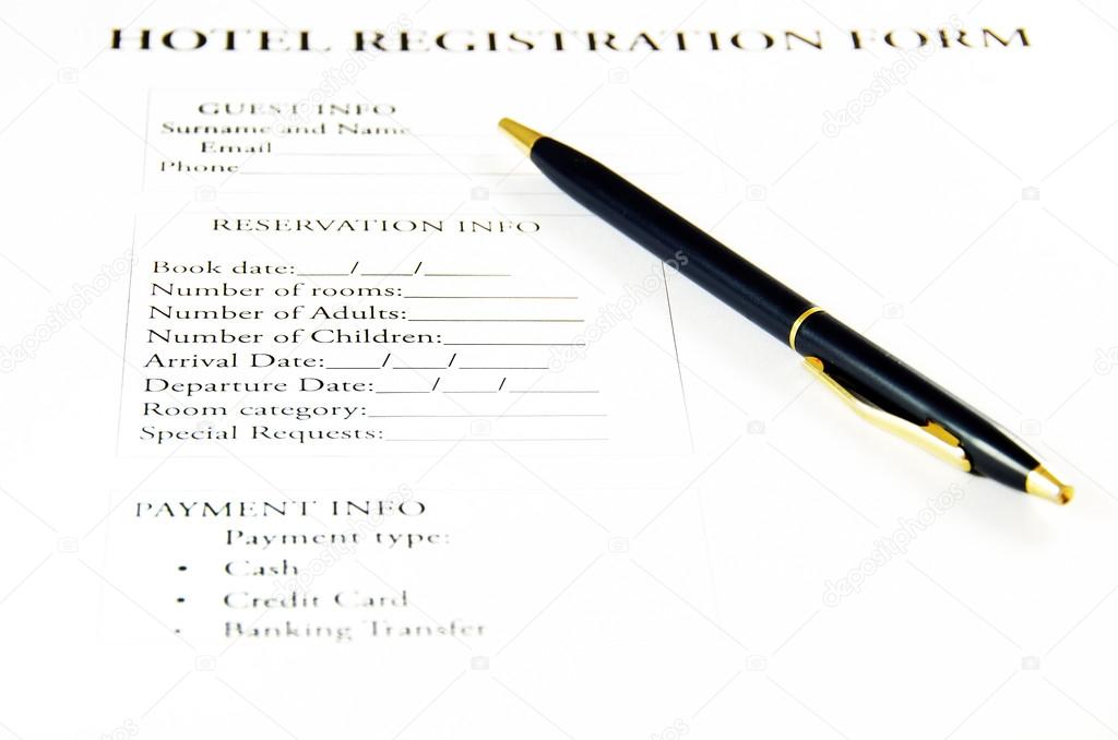 Hotel registration form.