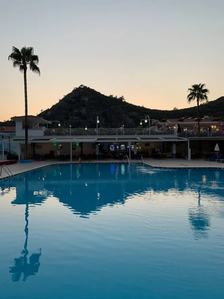 Palmeras Sobre Fondo Las Montañas Cielo Azul Árboles Tropicales Altos — Foto de Stock