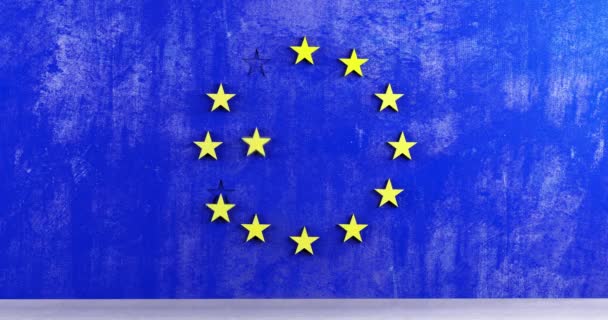 Bandeira da queda da UE União Europeia eurocéptico 4k — Vídeo de Stock