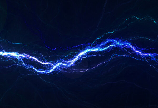 Синее электрическое освещение, абстрактный электрический фон

