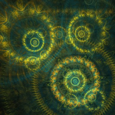 Yeşil ve sarı soyut daire fraktal