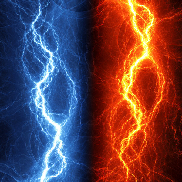 Fire and ice abstract lightning background