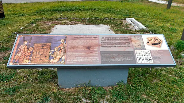 City Bolgar Tatarstan Russia Ancient Games Bulgarians Mill Information Stand — Stock Photo, Image