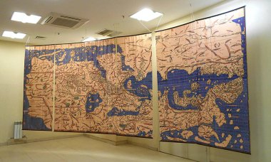 Bolgar Tataristan Şehri Rusya. Bolgar Medeniyet Müzesi. Volga Bulgaları hakkında bilgi haritası.