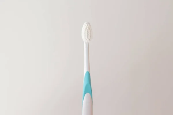 Blue Toothbrush Soft Bristles Healthy Gums Tooth Enamel Copy Space — Stock Photo, Image