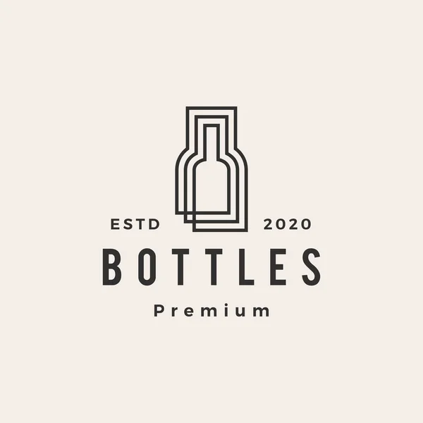 Botella Hipster Vintage Logo Vector Icono Ilustración — Vector de stock