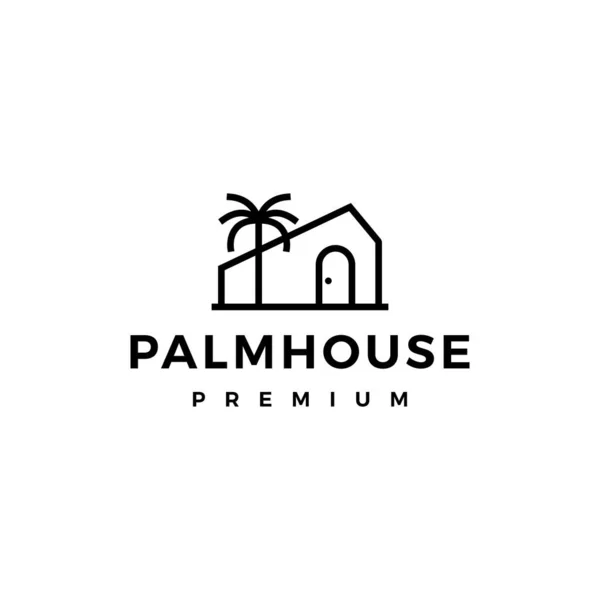 Palmhusets Logotyp Vektor Ikon Illustration — Stock vektor