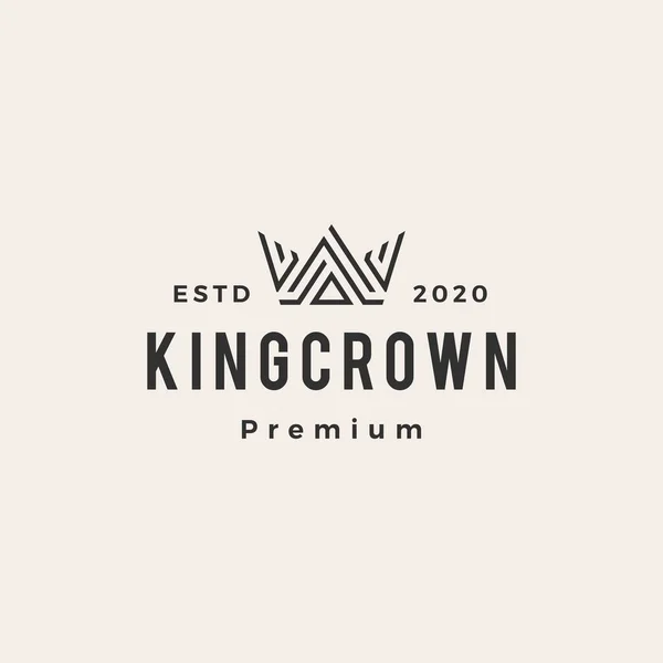 Koning Kroon Hipster Vintage Logo Vector Pictogram Illustratie — Stockvector