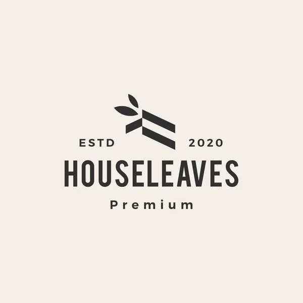 Maison Feuille Maison Hypothèque Toit Architecte Hipster Vintage Logo Vecteur — Image vectorielle