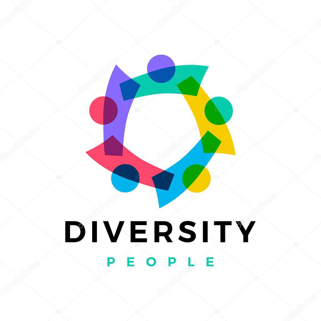 Diversity people family team work logo vector icon illustration