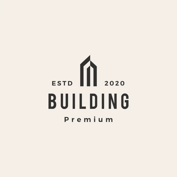 Edificio Hipster Vintage Logo Vector Icono Ilustración — Vector de stock