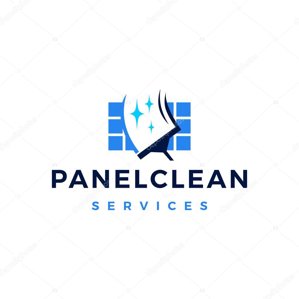 Solar panel cleaning service logo vector icon illustration