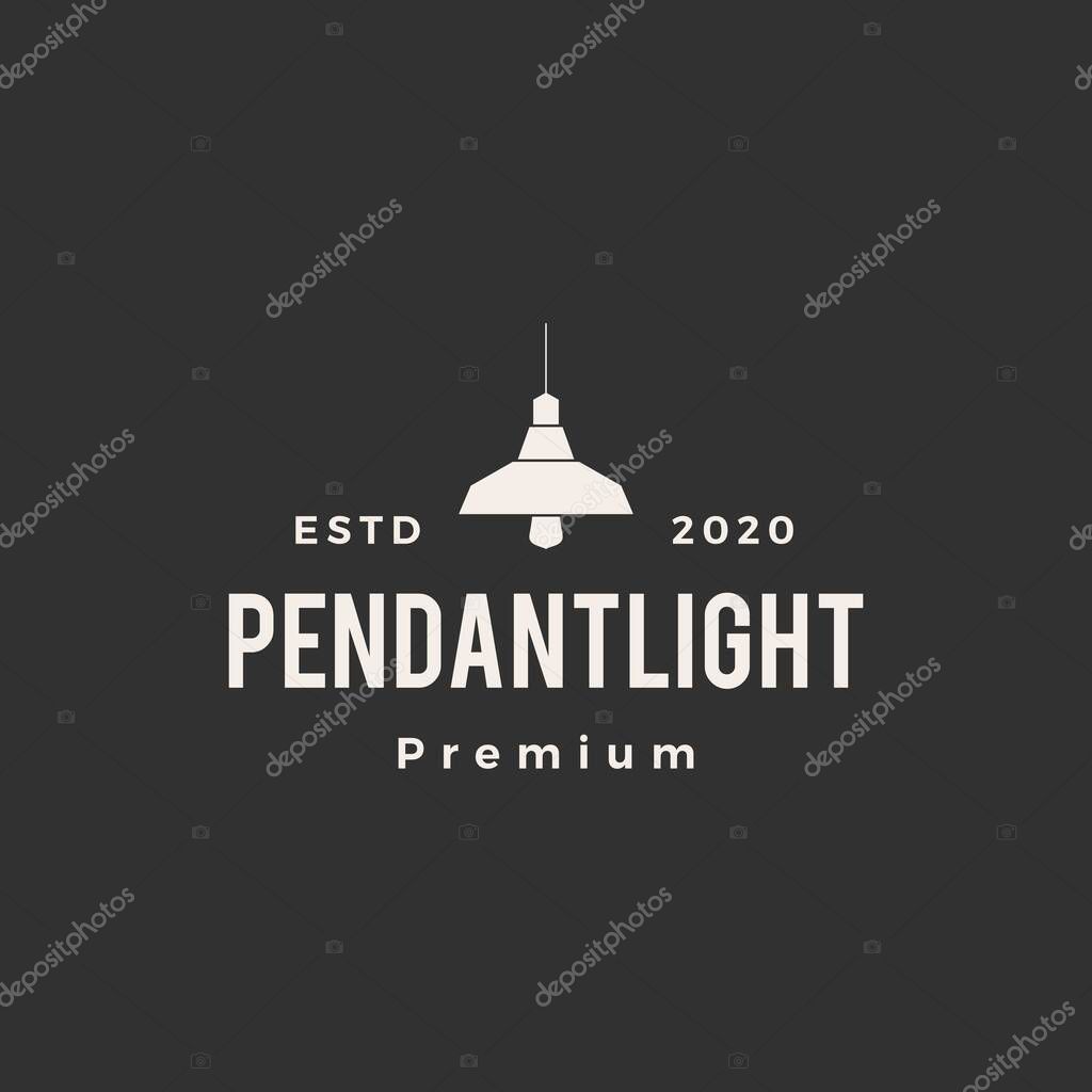 Industrial pendant hanging light interior hipster vintage logo vector icon illustration