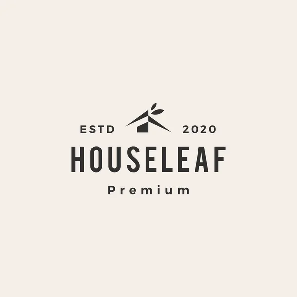 Leaf House Home Mortgage Roof Architect Hipster 빈티지로 고아이콘 — 스톡 벡터