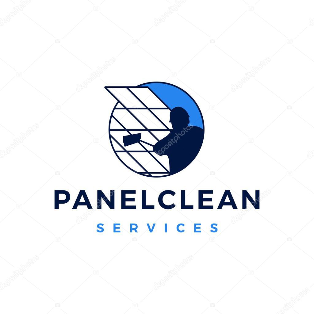 Solar panel cleaning service logo vector icon illustration
