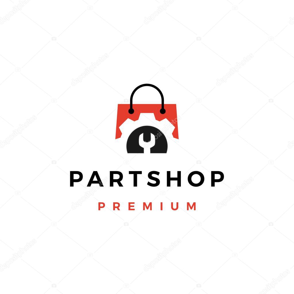 Automotive spare part shop logo vector icon illustration
