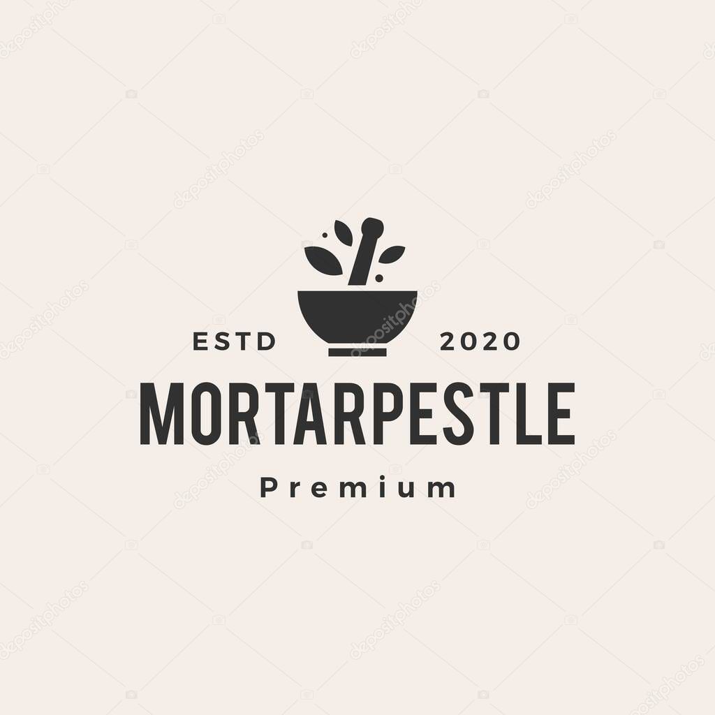Mortar pestle medical bowl hipster vintage logo vector icon illustration