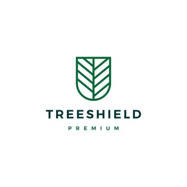 ağaç kalkanı logo vektör çizimi