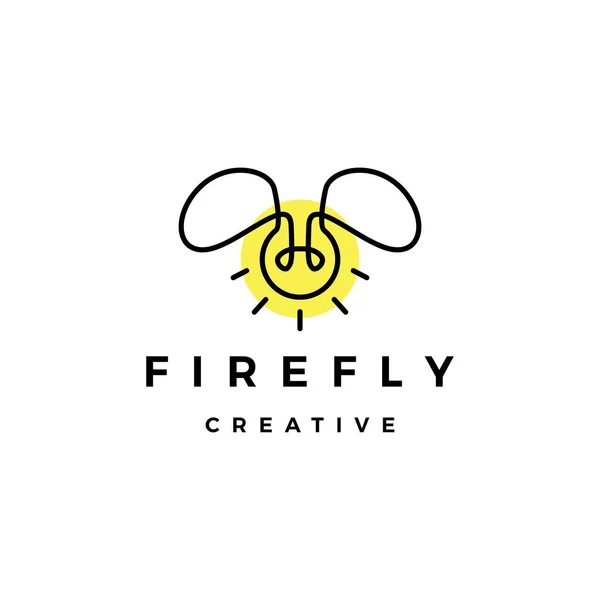 Firefly Bulb Lamp Creative Logo Vector Icon Illustration — Stock Vector