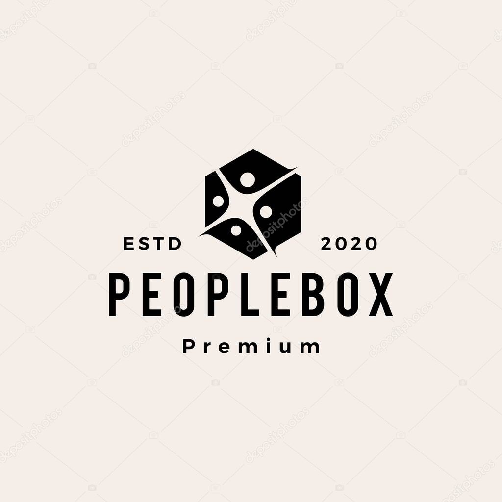 People box hipster vintage logo vector icon illustration