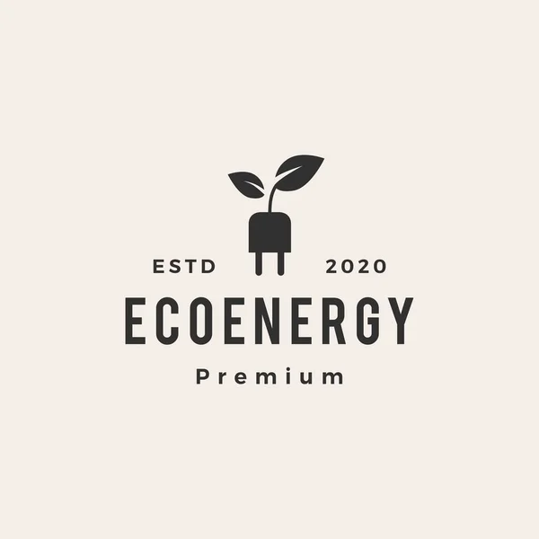 Eco Energy Hipster Vintage Λογότυπο Εικονογράφηση Εικονίδιο — Διανυσματικό Αρχείο