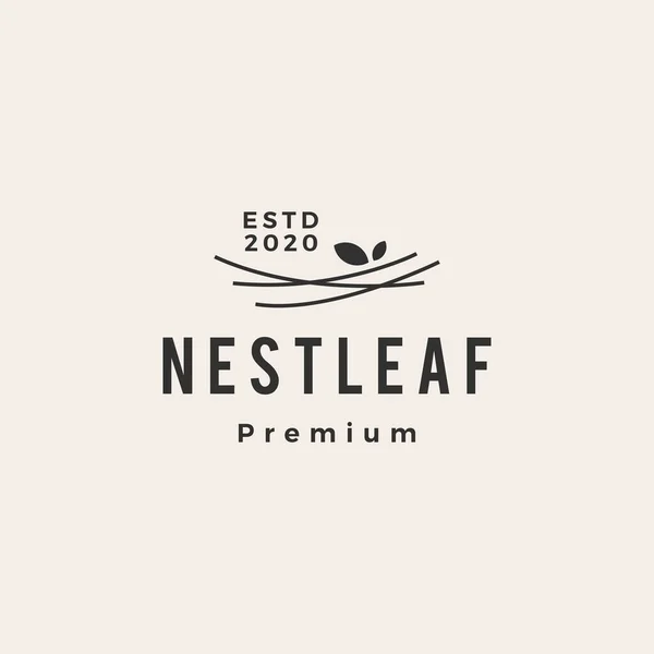 Nest Leaf Hipster Vintage Logo Vector Icon Illustration — Stock Vector