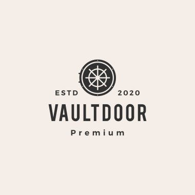 Kasa kapısı hipster vintage logo vektör ikonu çizimi